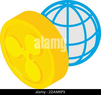 Ripple cryptocurrency icon. Isometric illustration of ripple cryptocurrency vector icon for web Stock Vector