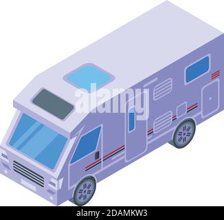 Family motorhome icon. Isometric of family motorhome vector icon for web design isolated on white background Stock Vector