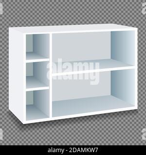 Cupboard with shelves in white on a transparent background. Isolated vector illustration Stock Vector