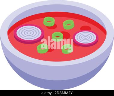 Indian red soup icon. Isometric of indian red soup vector icon for web design isolated on white background Stock Vector