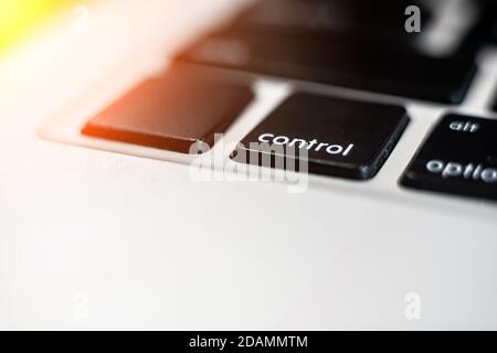 control key on the keyboard close up macro photo. Stock Photo