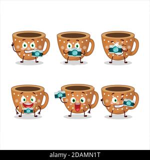 Photographer profession emoticon with coffee cookies cartoon character Stock Vector