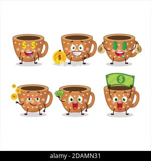 Coffee cookies cartoon character with cute emoticon bring money Stock Vector