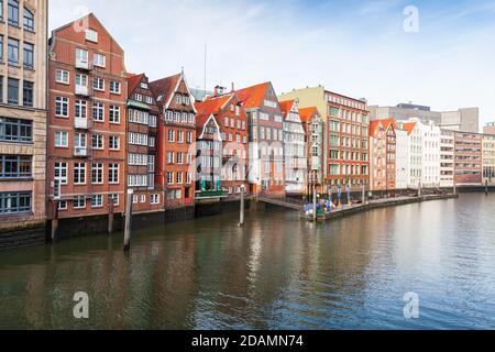 Old Hamburg town view with colorful facades of living houses of Altstadt district Stock Photo