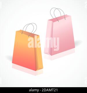 Pink Realistic Bulk Paper Shopping Bag With Rope Handles In The Form Of An  Inscription Sale On A White Background And Copy Space Vector Stock  Illustration - Download Image Now - iStock