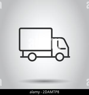 Delivery truck icon in flat style. Van vector illustration on white isolated background. Cargo car business concept. Stock Vector