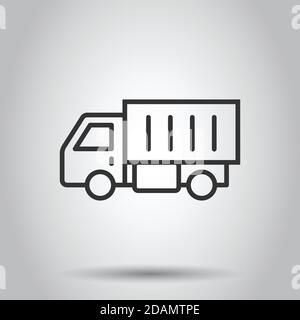 Delivery truck icon in flat style. Van vector illustration on white isolated background. Cargo car business concept. Stock Vector