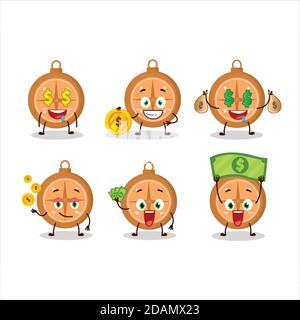 Compass cookies cartoon character with cute emoticon bring money Stock Vector