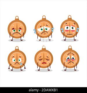 Compass cookies cartoon character with sad expression Stock Vector