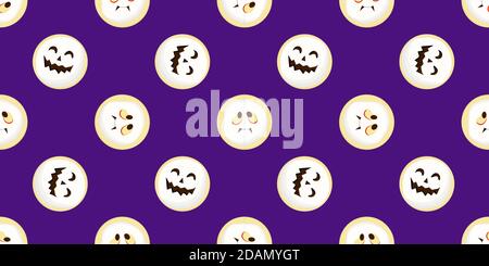 Halloween seamless pattern. scary and cute faces. Vector illustration. Stock Vector