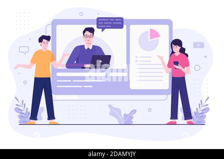 Online tutorials illustration concept Vector illustration Stock Vector