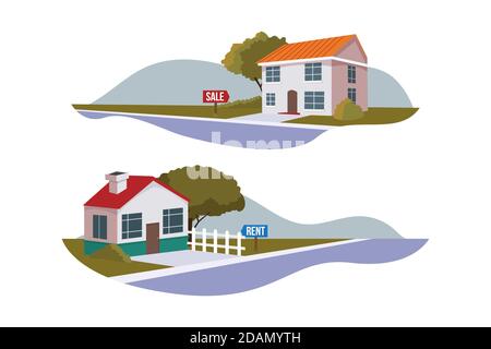 Collection of houses for sale and rent Vector illustration Stock Vector
