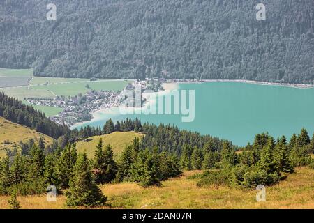 St. Gilgen and Lake Wolfgang, seen from the Schafberg Stock Photo