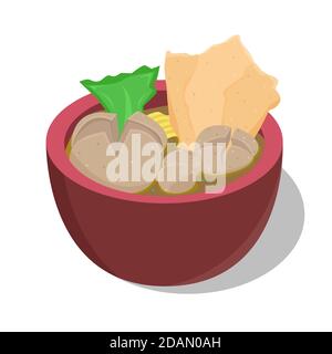 Illustration vector design of meatball. In Indonesia it is known as bakso. Meatball or bakso usually is prepared from beef or chicken. Stock Vector