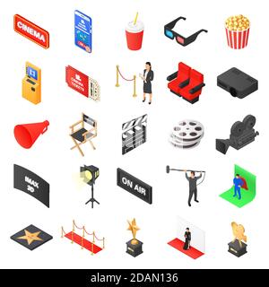 Big set of icons on the theme of cinema. Stock Vector