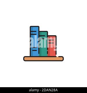 Book library icon, color, line, outline vector sign, linear style pictogram isolated on white. Symbol, logo illustration. Editable stroke. Pixel perfe Stock Vector