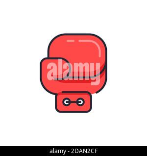 Boxing glove lcon. Sport equipment symbol, line, color, outline style pictogram on beige background. Boxing gloves sign for mobile concept and web des Stock Vector