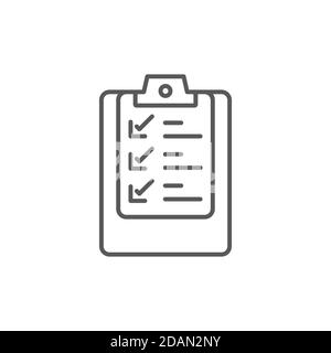 Clipboard checklist or document icon, color, line, outline vector sign, linear style pictogram isolated on white. Symbol, logo illustration. Editable Stock Vector