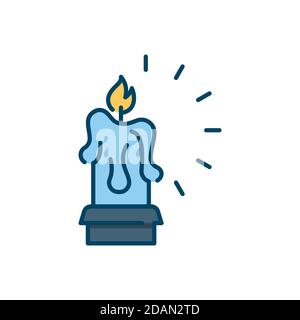 Candle icon, color, line, outline vector sign, linear style pictogram isolated on white. Symbol, logo illustration. Editable stroke. Pixel perfect Stock Vector