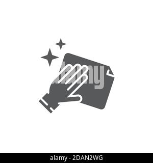 Cleaning with rag icon, color, line, outline vector sign, linear style pictogram isolated on white. Symbol, logo illustration. Editable stroke. Pixel Stock Vector
