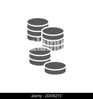 Coins icon, color, line, outline vector sign, linear style pictogram isolated on white. Symbol, logo illustration. Editable stroke. Pixel perfect Stock Vector