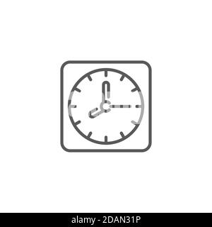 Clock icon, color, line, outline vector sign, linear style pictogram isolated on white. Symbol, logo illustration. Editable stroke. Pixel perfect Stock Vector