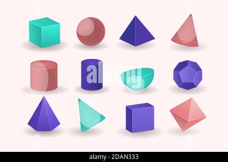 Geometric shapes in 3d effect Vector illustration Stock Vector