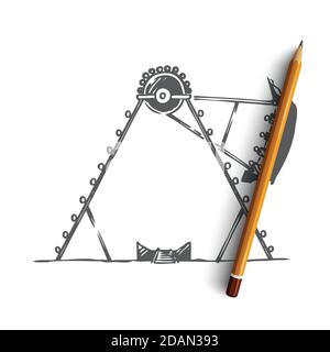 Attraction, park, fair, entertainment, amusement concept. Hand drawn isolated vector. Stock Vector