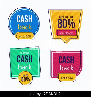 Collection of cashback labels Vector illustration Stock Vector