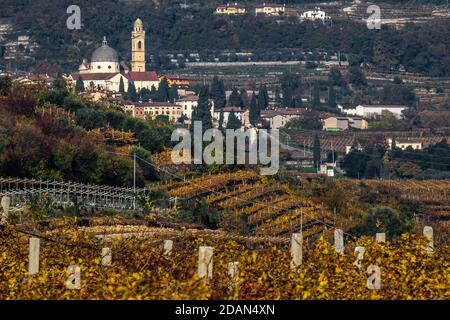 Marano di Valpolicella, surrounded by typical vineyards. Stock Photo