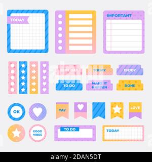 Creative planner scrapbook pack Vector illustration Stock Vector