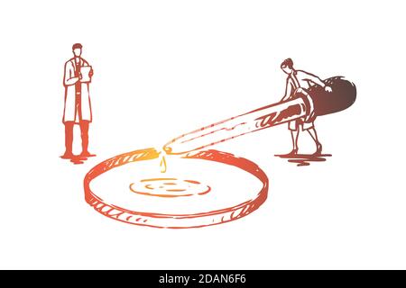 Water, purification, element, chemistry, science concept. Hand drawn isolated vector. Stock Vector
