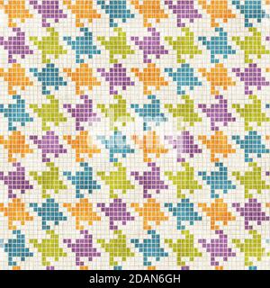 Vintage seamless crows foot pattern. Houndstooth pattern from pixels. Modern houndstooth texture. Stock Photo