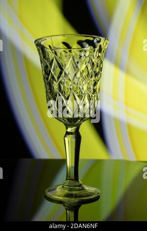 wine glass close up with light painting background Stock Photo