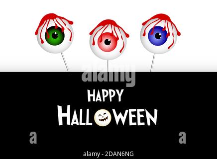 Vector lettering Happy Halloween. Cheerful illustration. Isolated on white background Stock Vector