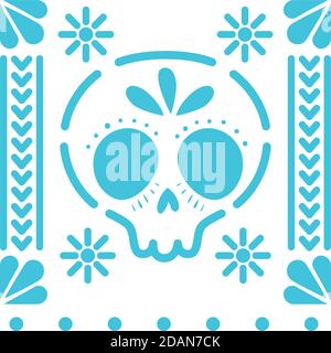 mexican blue skull icon on white background Stock Vector