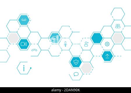 Video call layout, with calling vector icons. Stock Vector