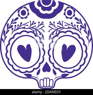 skull with hearts on eyes in a white background Stock Vector