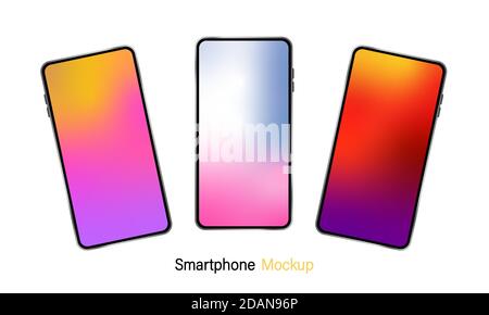 Smartphone Mockup screen with colorful wallpaper. Stock Vector