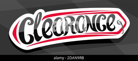 Vector banner for Clearance Sale, decorative cut paper ad pricetag for black friday or cyber monday sale with unique handwritten lettering for word cl Stock Vector