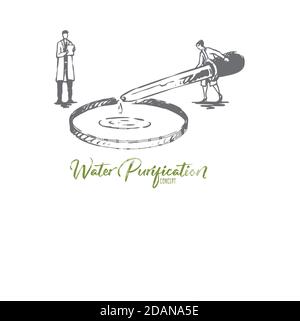 Water, purification, element, chemistry, science concept. Hand drawn isolated vector. Stock Vector