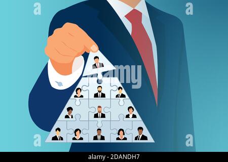 Company leadership and corporate hierarchy concept. Vector of a CEO building a success team Stock Vector