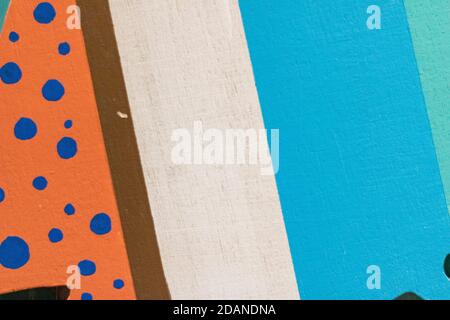 The colorful strip pattern of wooden wall Stock Photo