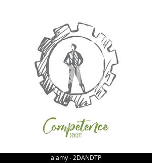 Competence, business, management, task, man concept. Hand drawn isolated vector. Stock Vector