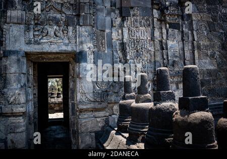 inside an ancient buddhism temple Stock Photo