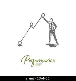 Performance, arrow, growth, symbol, diagram concept. Hand drawn isolated vector. Stock Vector
