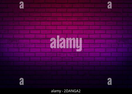 Lighting effect neon light on brick wall texture for background. Stock Photo
