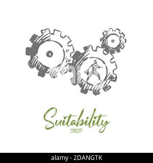 Suitability, work, employment, interview, profession concept. Hand drawn isolated vector. Stock Vector