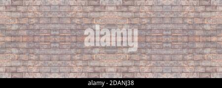 Dark brown old bricks wall panorama. Abstract brick texture for design or wallpaper. Stock Photo