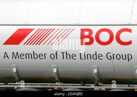 BOC Ltd British-based industrial gas company Linde plc cylinders welding healthcare Acetylene medical-grade air argon carbon dioxide helium hydrogen Stock Photo